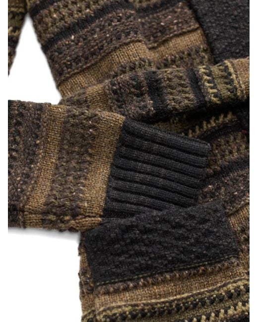 RRL Black Striped Belted Cardigan
