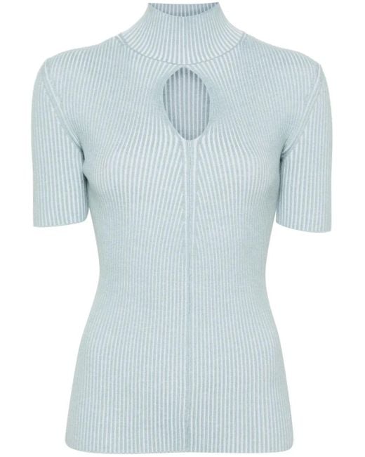 Fendi Blue Cut-Out Detail Knitted Top