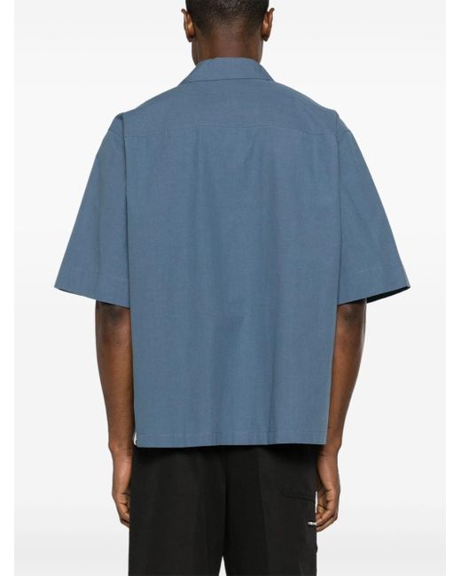 Jil Sander Blue Camp-collar Cotton Shirt for men