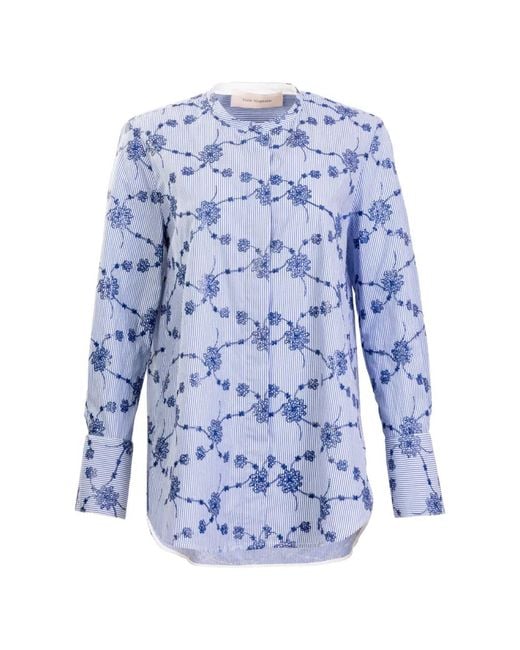 Silvia Tcherassi Blue Cubillos Embroidered-Floral Shirt
