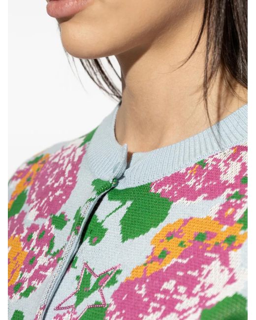 KENZO White Floral-Print Knitted Cardigan