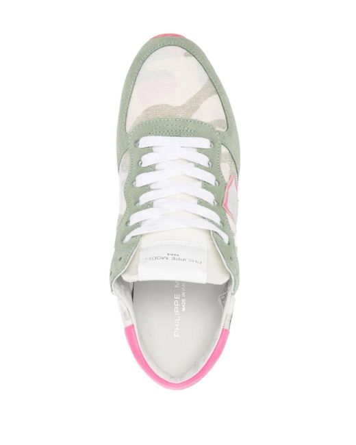Philippe Model White Camouflage-Pattern Suede Sneakers