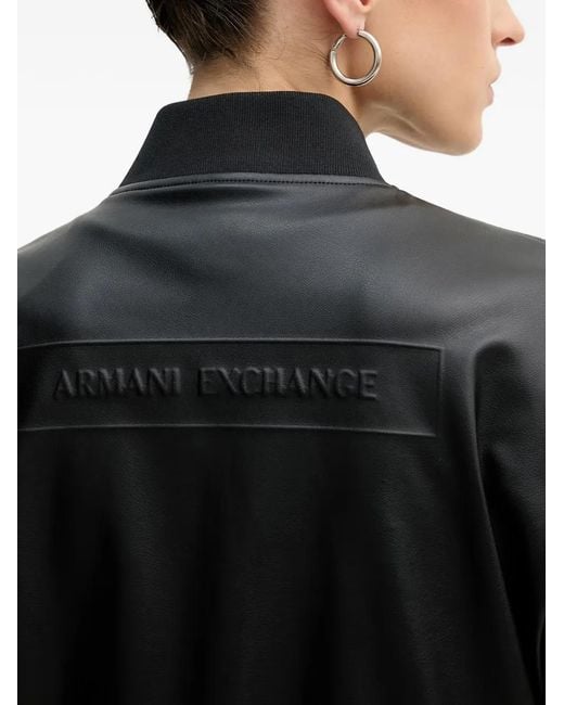 ARMANI EXCHANGE Black Logo-Embossed Bomber Jacket