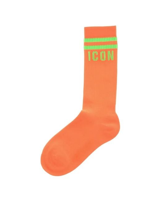 DSquared² Orange Icon Ribbed Socks for men