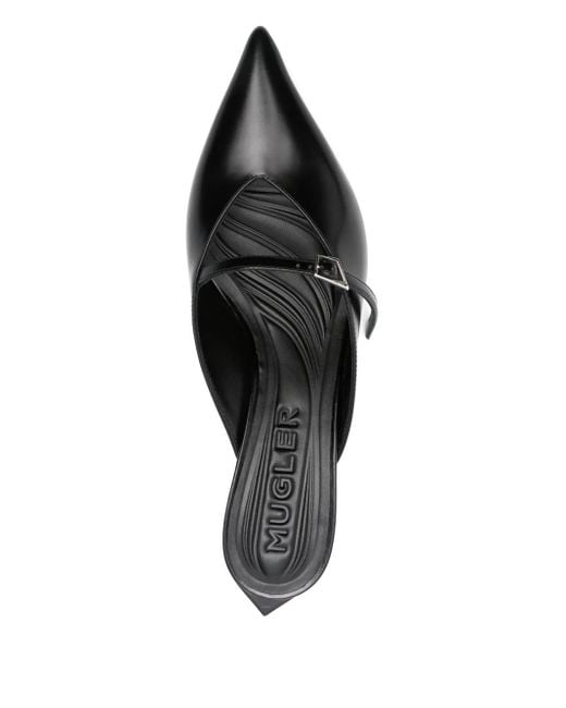 Mugler Black 70Mm Pointed-Toe Ribbon Mules