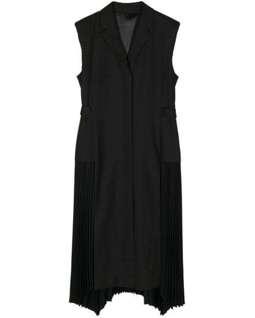 Juun.J Black Pleat-detail Midi Dress