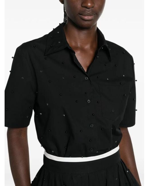 Maje Black Bead-Embellished Short-Sleeve Shirt