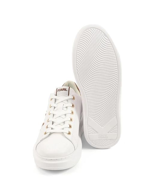Karl Lagerfeld White Kapri Logo-Patch Platform Sneakers