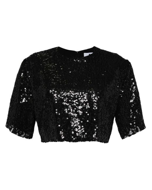 MSGM Black Sequined Blouse