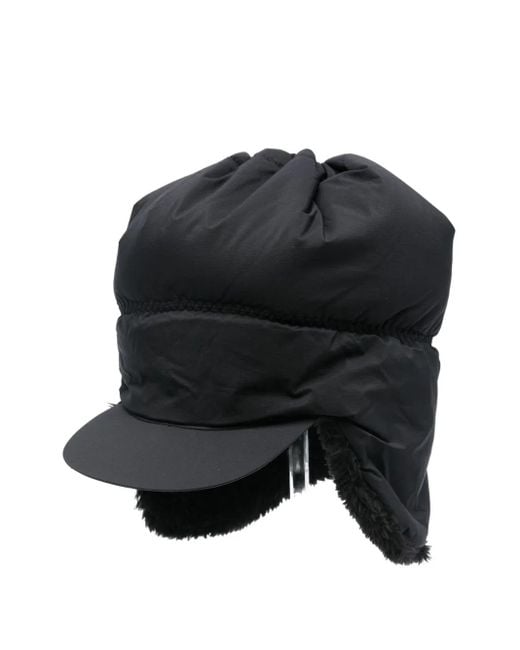And Wander Black Faux-Shearling Trim Cap for men