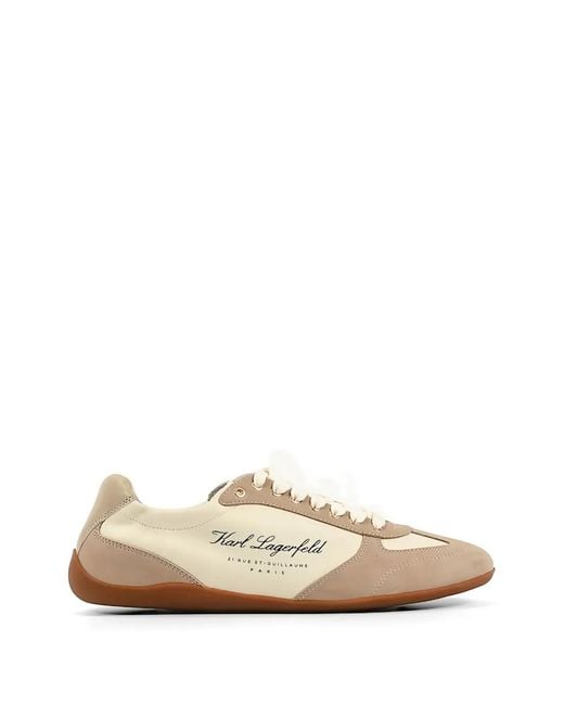 Karl Lagerfeld White Altia Lace-Up Leather Sneakers