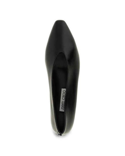 Jimmy Choo Black Margot Pointed-Toe Leather Ballet Flats