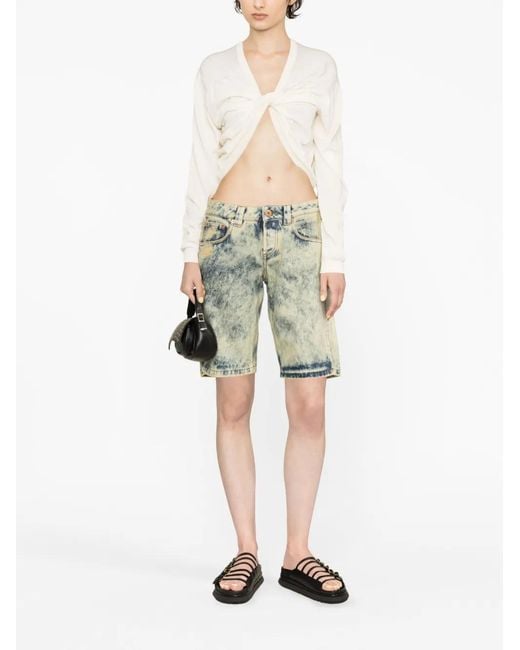 VAQUERA Gray Logo-Patch Denim Shorts