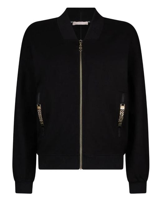 Liu Jo Black Chain-Detail Zip Sweatshirt