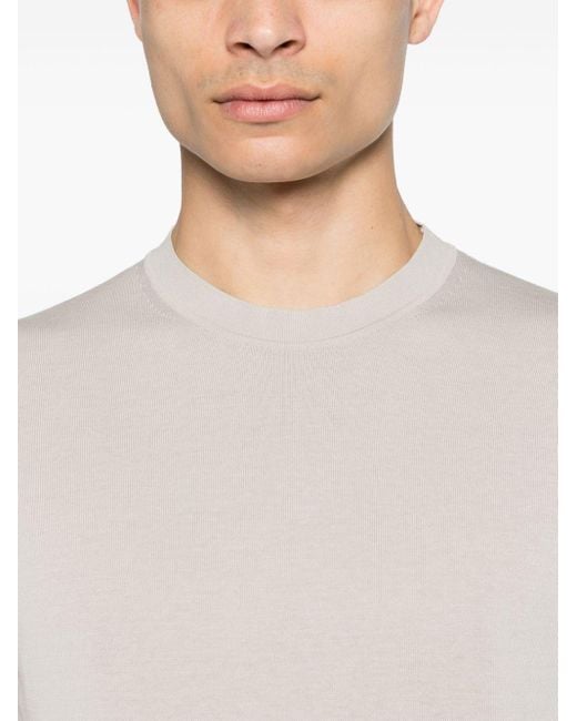 Crew-neck cotton T-shirt di Dell'Oglio in White da Uomo