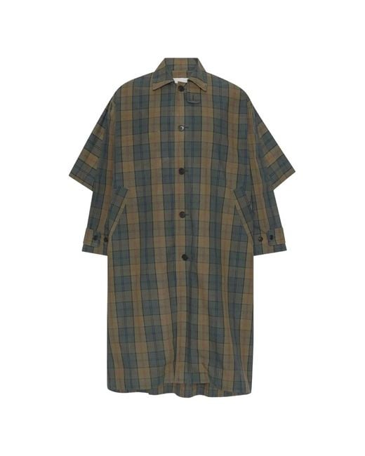 Henrik Vibskov Gray Uncut Tartan-Check Coat for men