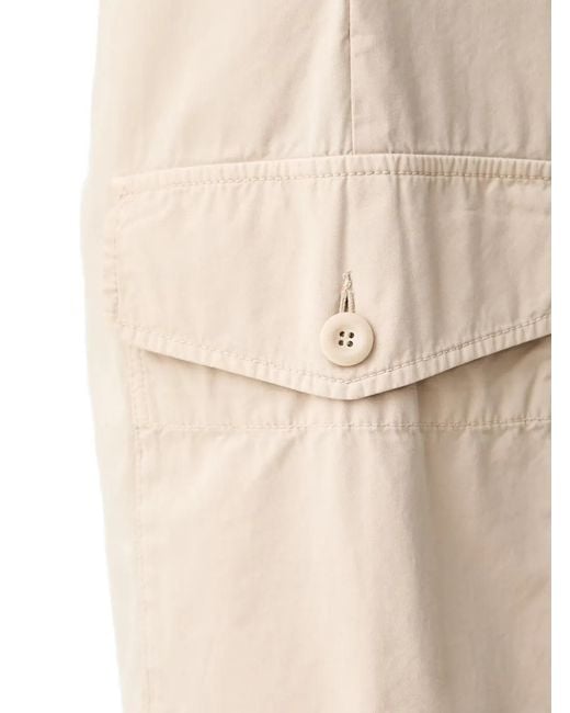 Benetton Natural Multi-Pocket Cargo Shorts for men