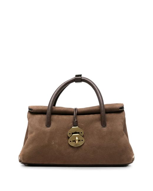 Zanellato Brown Baby Dotta Jones Studded Handbag