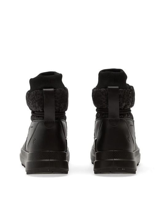 Ecco Black Solice Leopard-Print Drawstring Boots
