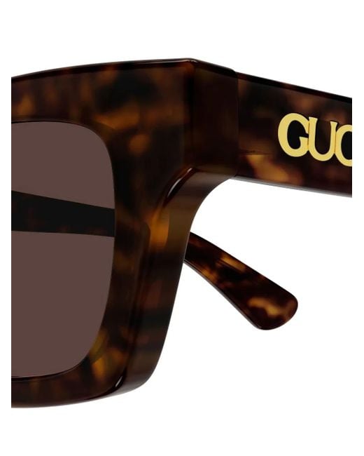 Gucci Brown Rectangle-Frame Sunglasses