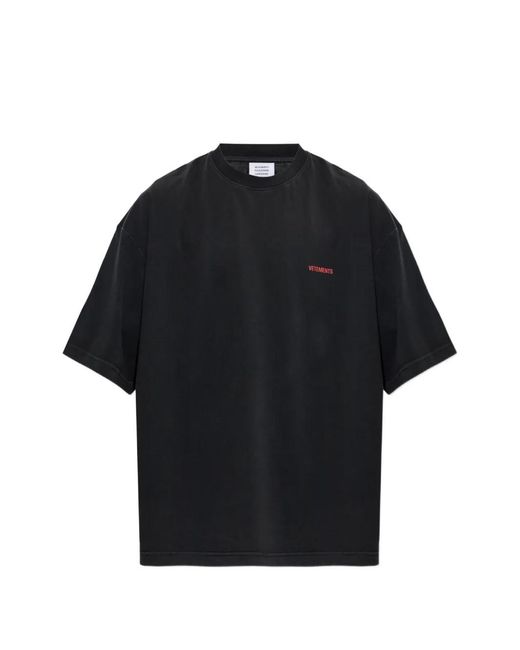 Vetements Black Logo-Print T-Shirt for men