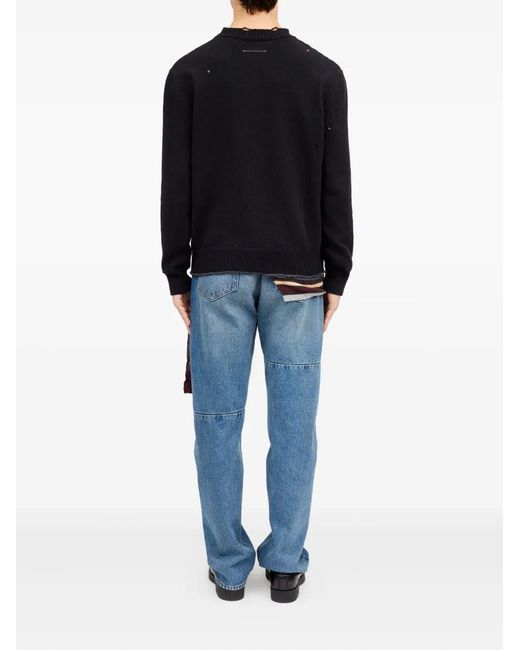 MM6 by Maison Margiela Black Crew-Neck Sweater for men