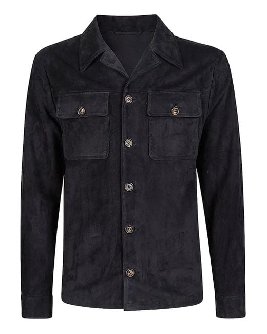 Eleventy Black Suede Trucker Jacket for men