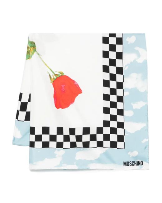 Moschino ローズプリント スカーフ Blue