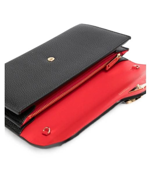 Ferragamo Black Double Gancini Leather Clutch Bag