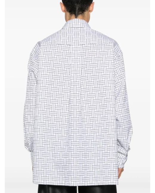 KENZO Blue Oversize Weave Shirt for men