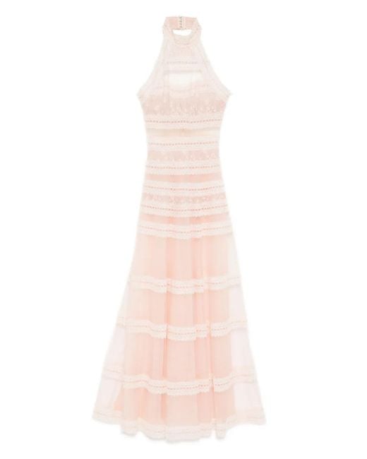 Saiid Kobeisy レース ノースリーブ ドレス Pink