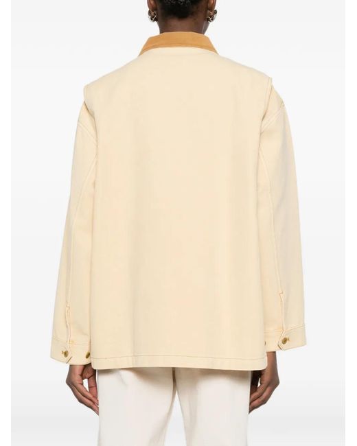 Doen Natural Pascual Contrast-Collar Coat