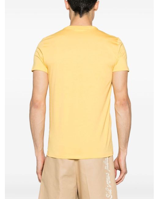 T-shirt en coton à patch logo Lacoste pour homme en coloris Yellow