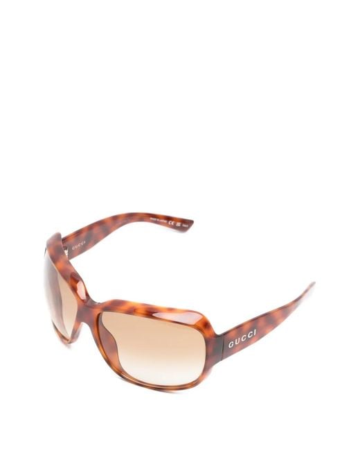 Gucci Pink Tortoiseshell-Effect Geometric-Frame Sunglasses