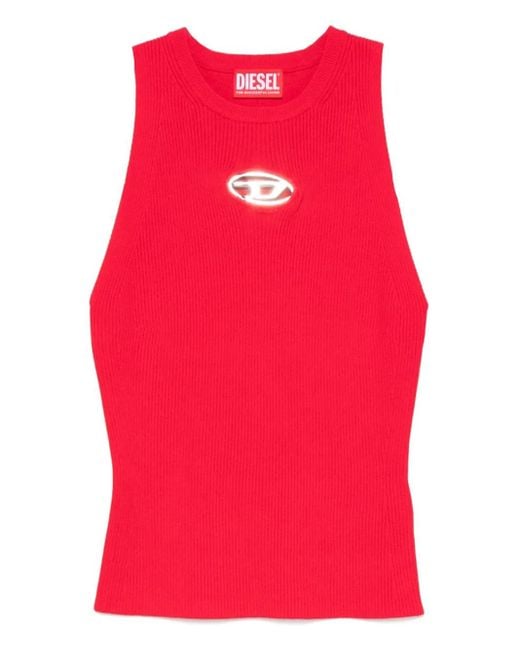 DIESEL Red Geripptes Oberteil Mit Logo