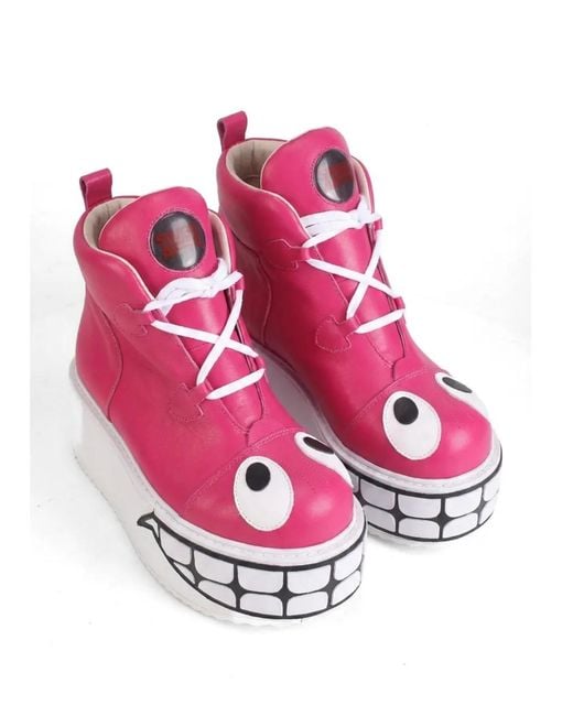Swear Pink Smiley Leather Boots