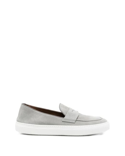 Fratelli Rossetti White Suede Penny Loafers for men