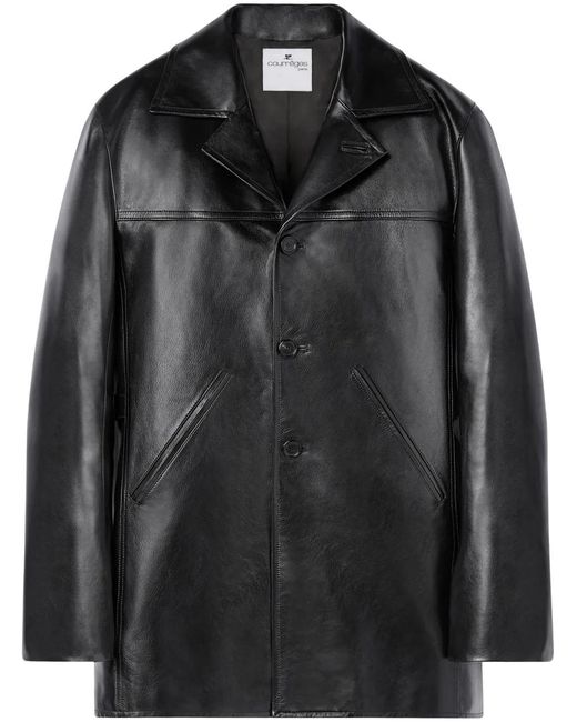 Courreges Black Notched-Lapels Tailored Leather Jacket for men