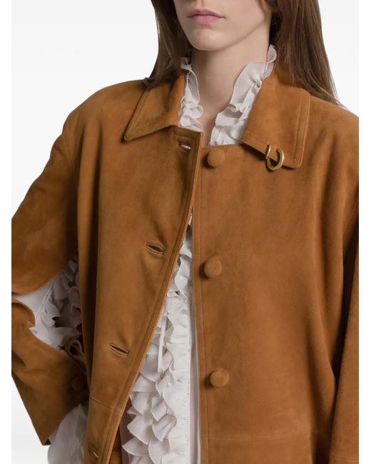 Alberta Ferretti Brown Buttoned Goat Skin Jacket