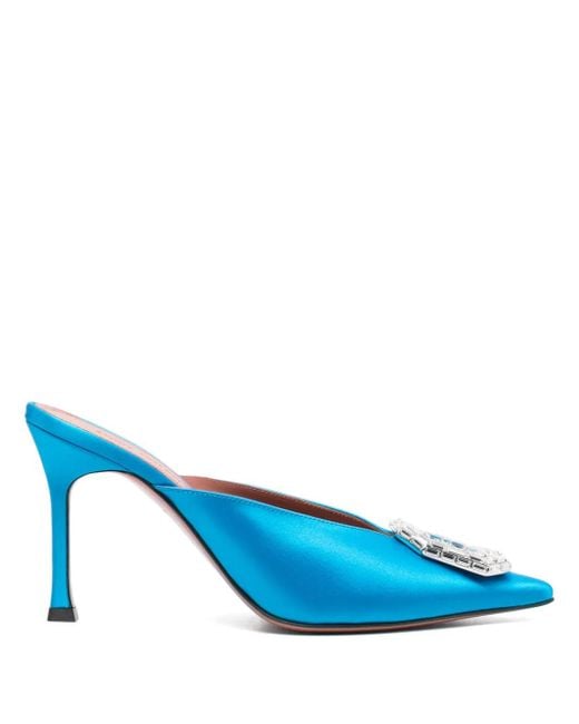 AMINA MUADDI Blue 90Mm Camelia Mules