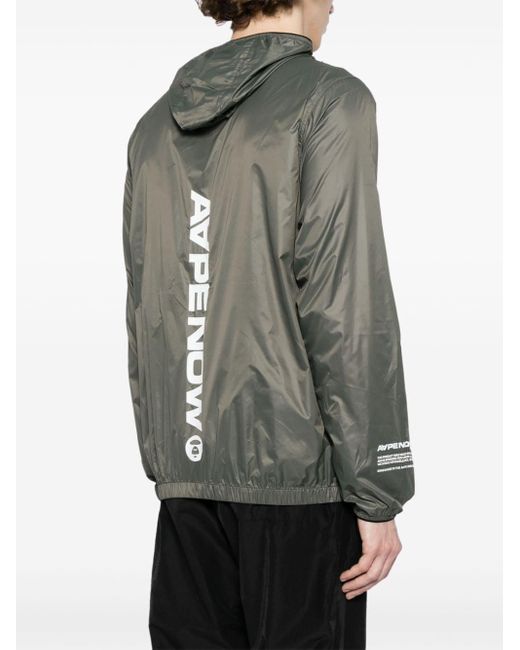 Aape By A Bathing Ape Gray Logo-appliqué Hooded Jacket for men