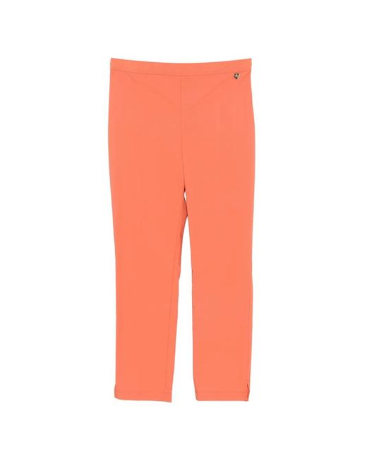 Twinset Orange Logo-Plaque Slit-Hem Trousers