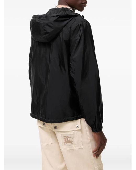 Burberry Black Reversible Check Newport Hooded Jacket for men