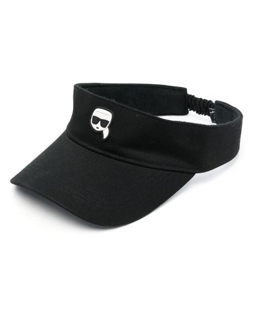 Karl Lagerfeld Black Ikon Logo-Print Visor