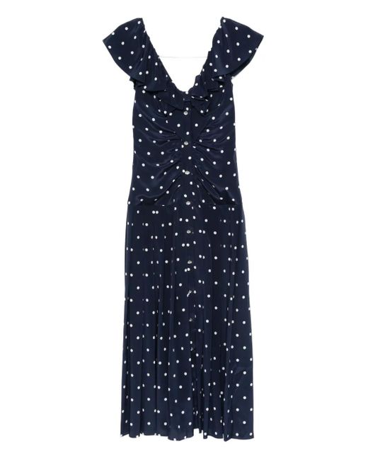 Alessandra Rich Blue Gepunktetes Kleid