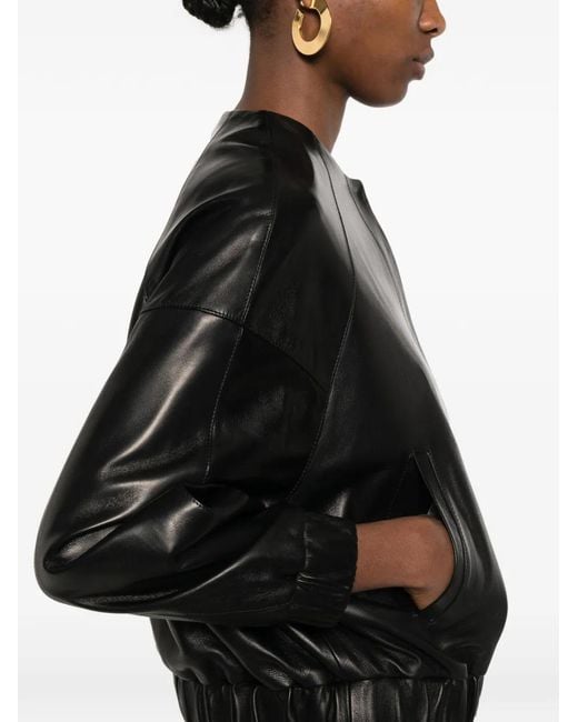 Kiton Black Ribbed Leatherjacket