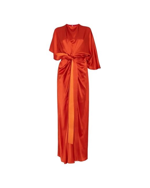 Roksanda Red Hierys Knotted Silk-Satin Maxi Dress