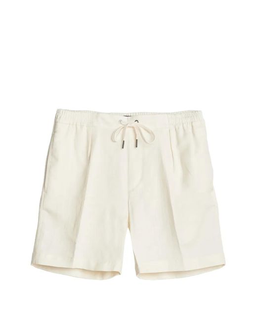 Ralph Lauren White Drawstring-Waist Pleated Shorts for men