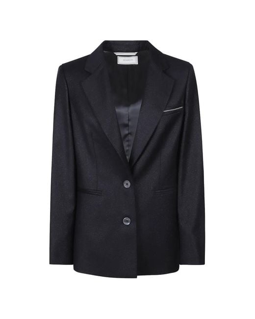 Peserico Black Embellished Single-Breasted Blazer