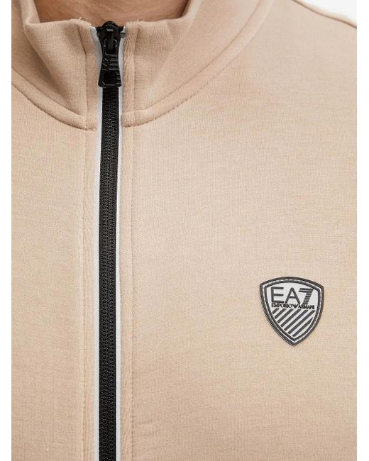 EA7 Natural Logo-Plaque Zip-Up Sweatshirt for men
